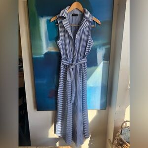 Elegant Blue Striped Maxi Dress